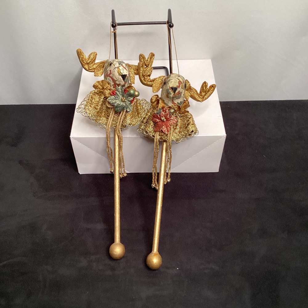 Moose Court Jester Stick Christmas Ornament  set of two